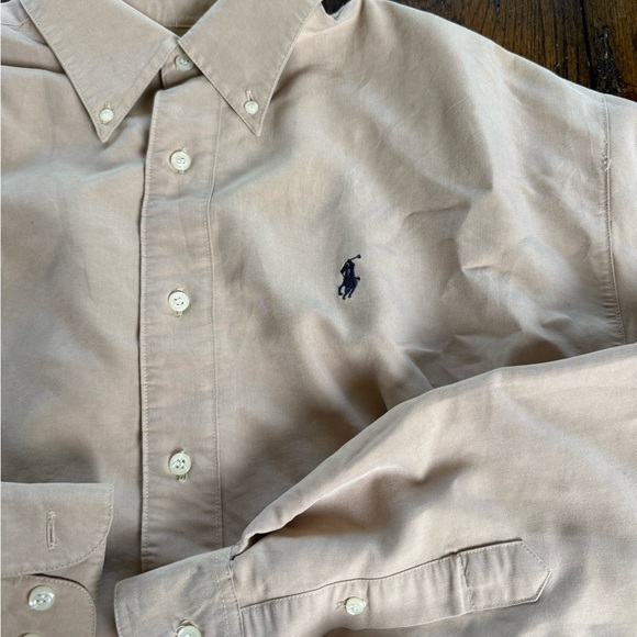 Polo by Ralph Lauren Button-Down Shirt in Light Beige with Navy Pony - Picture 3 of 7